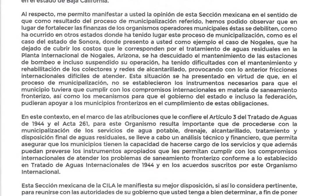 Arriesga municipalización finanzas de organismos de agua: CILA