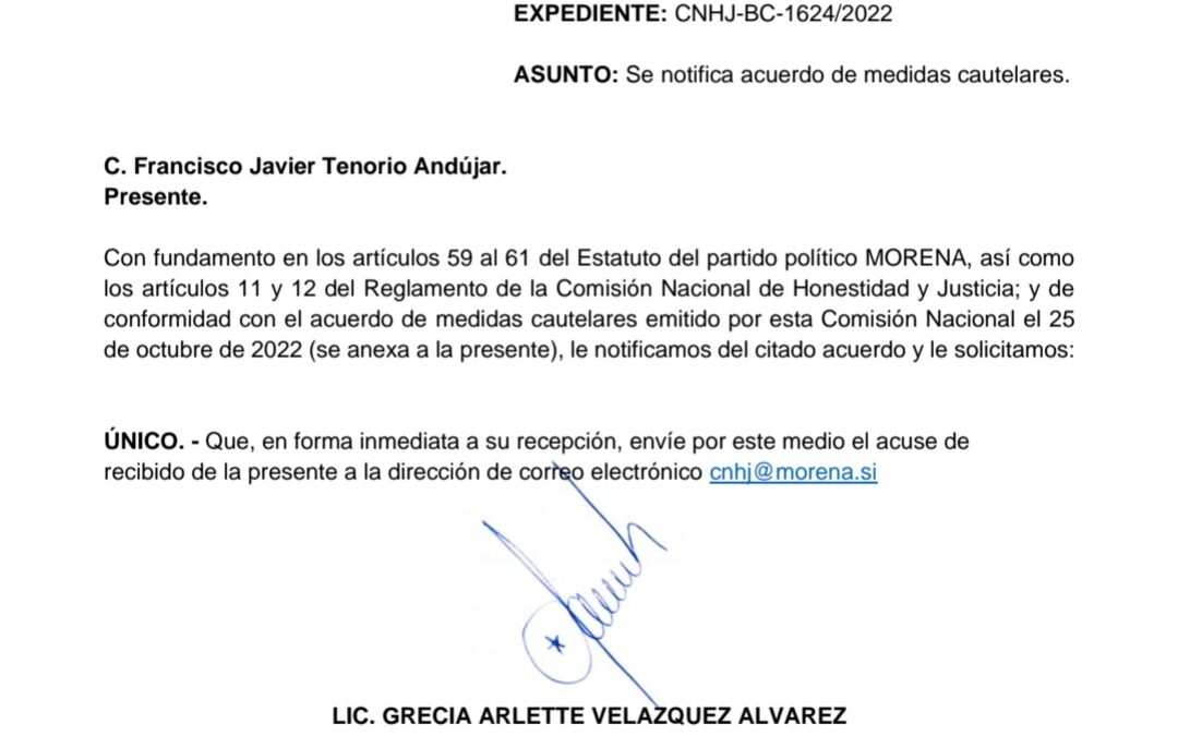 Aplica Morena medidas cautelares a ex gobernador Jaime Bonilla por expresiones contra la Gobernadora.